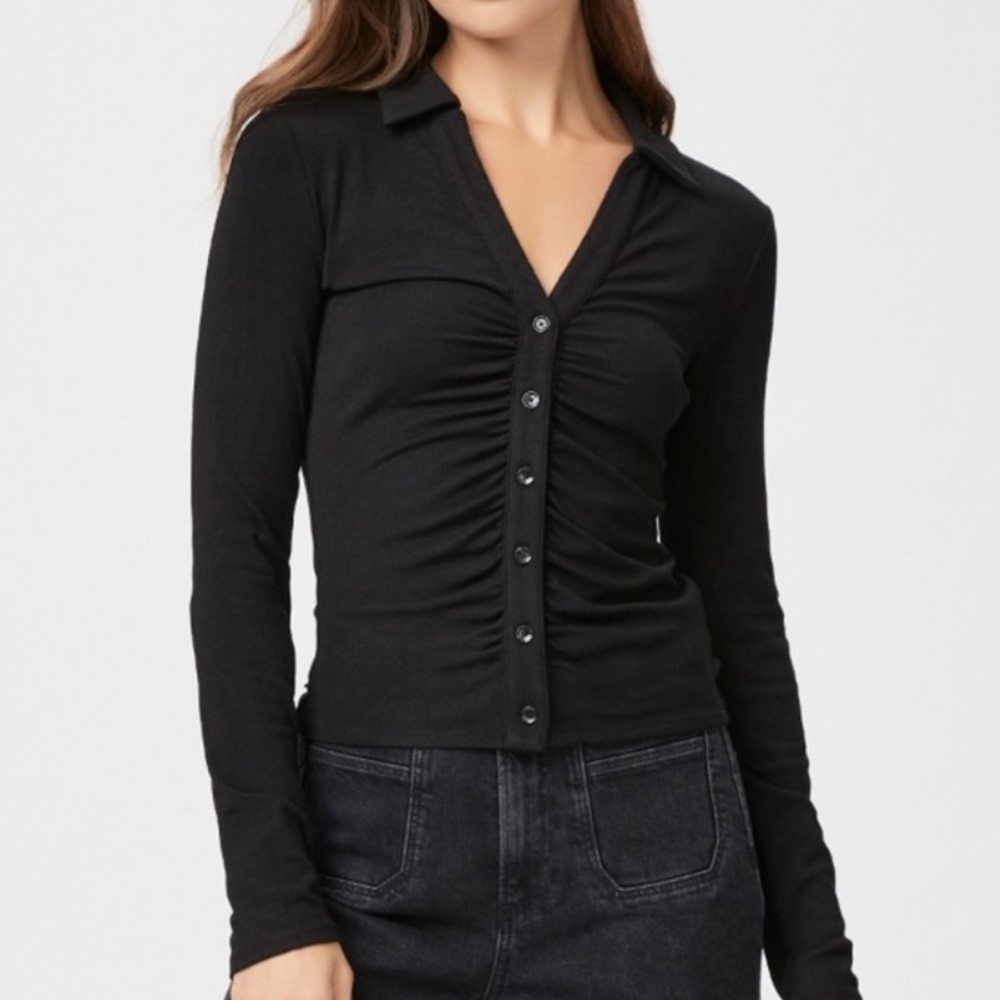 paige Lafayette Ruched Shirt black
